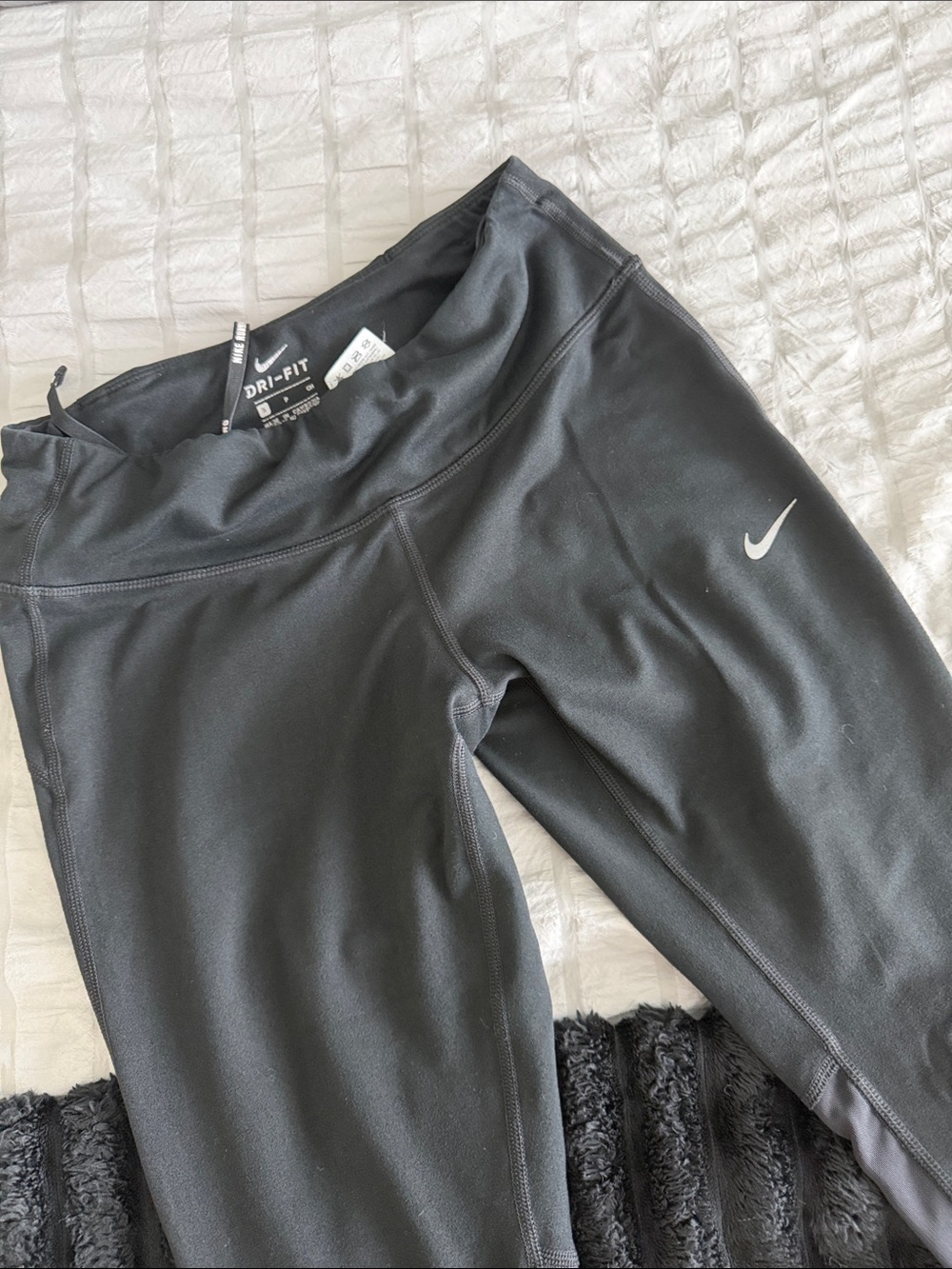 Nike Kids Black Dri-FIT Leggings with White Swoosh